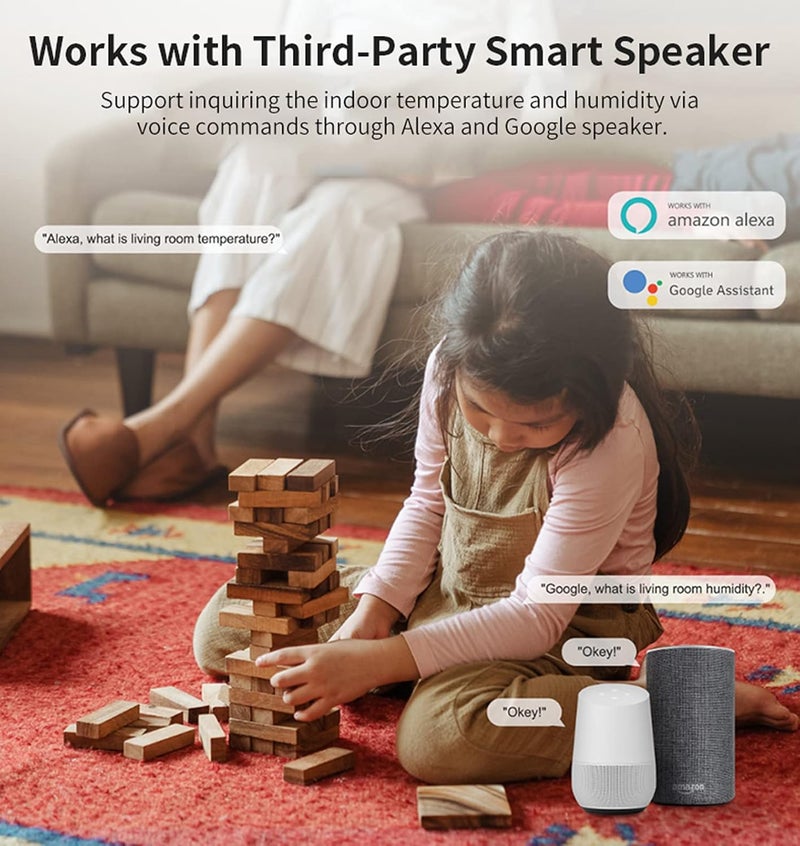 SENCKIT 4-Pack WiFi Temperature Humidity Sensor: Wireless Temperature Humidity Monitor with App Alert, Free Data Storage Export, Smart Indoor Thermometer Hygrometer Compatible with Alexa Google Assistant - Image 3